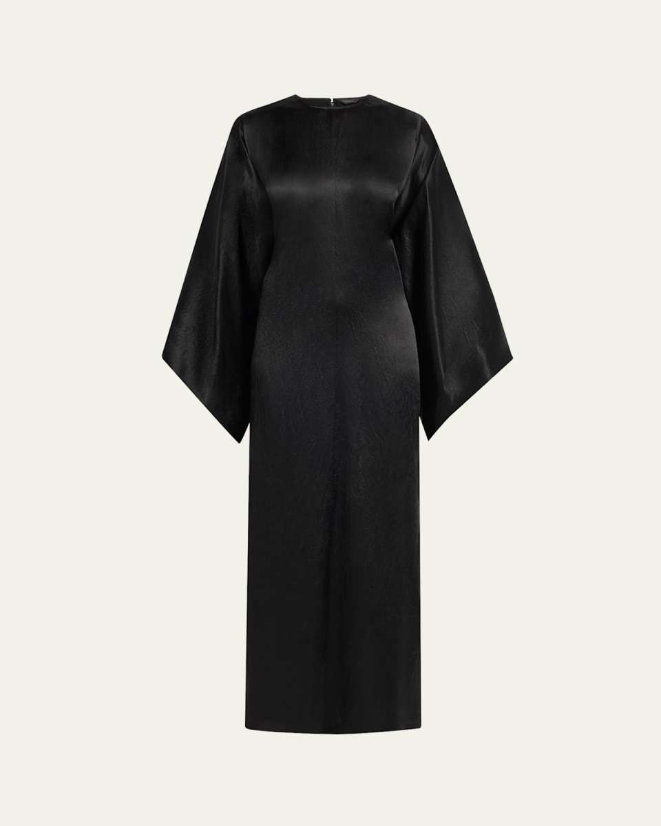 Satin Long-Sleeve Maxi Dress
